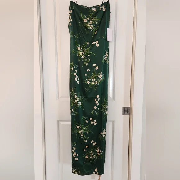 Reformation Frankie silk slip dress-dark green (size 4 remaining) NWOT - Picture 8 of 16
